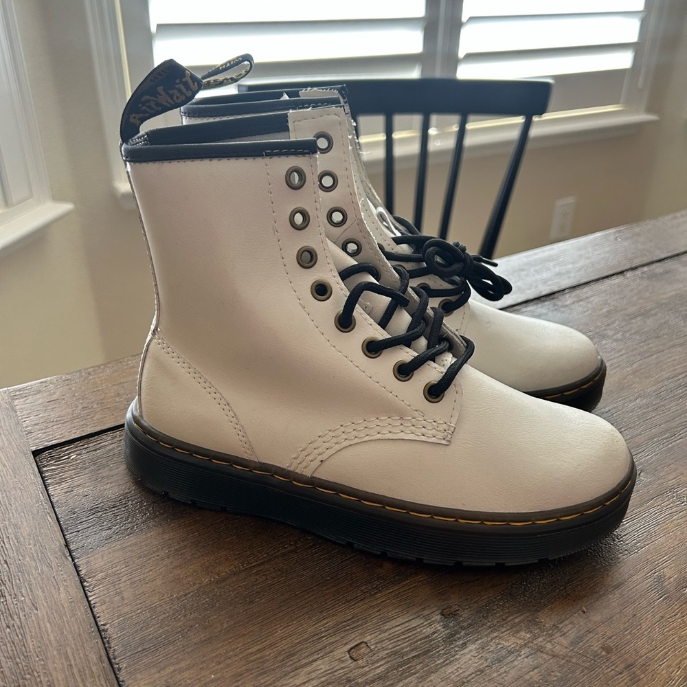 Dr. Martens White Leather Boots